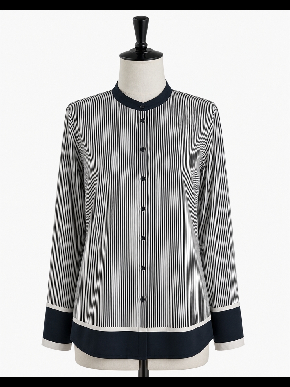H&M Black and White Pinstripe Button-Up Blouse
